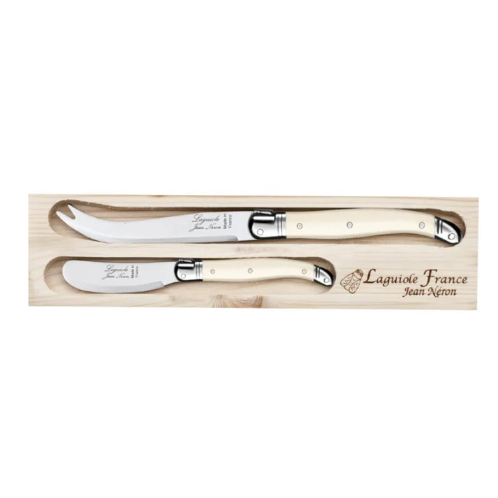 Laguiole Cheese Knife Duo, Cream Handle