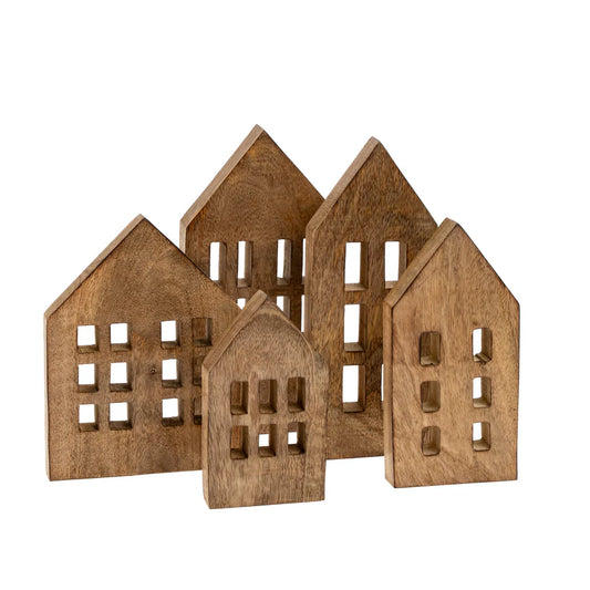 Wooden Winter House - Set of 5