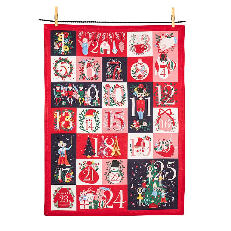 Christmas Advent Kitchen Tea Towel
