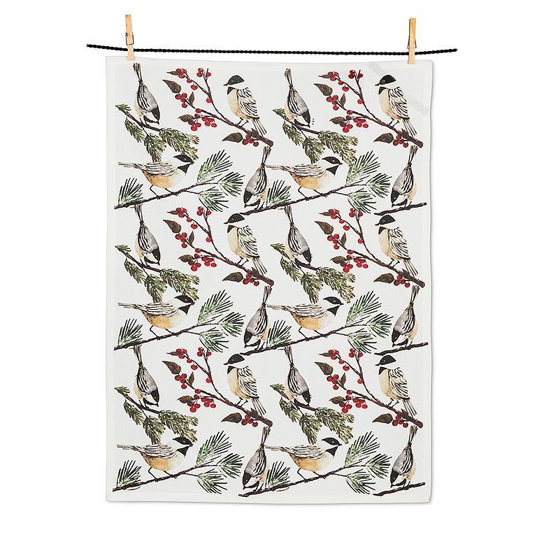 Chickadee on Branch Kitchen Tea Towel