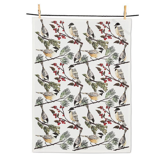 Chickadee on Branch Kitchen Tea Towel