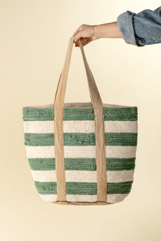 Beach Stripe Basket Tote | prettycleanshop.myshopify.com