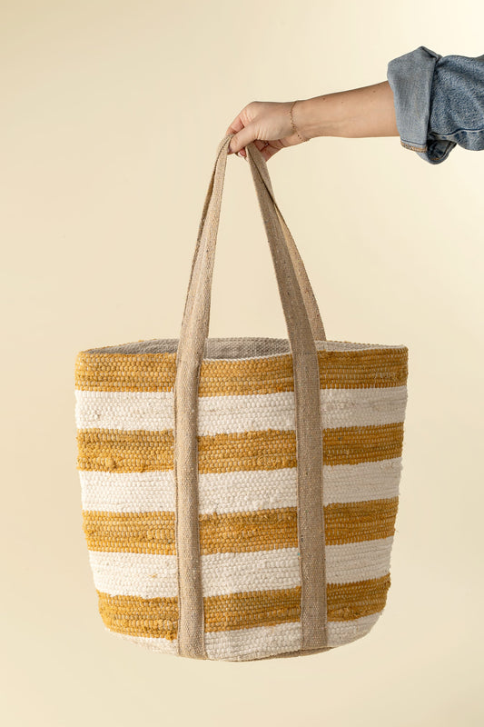 Beach Stripe Basket Tote | prettycleanshop.myshopify.com