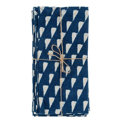 Indigo Block Print Napkin - Set of 4-Cloth Napkins-Pretty Clean Shop