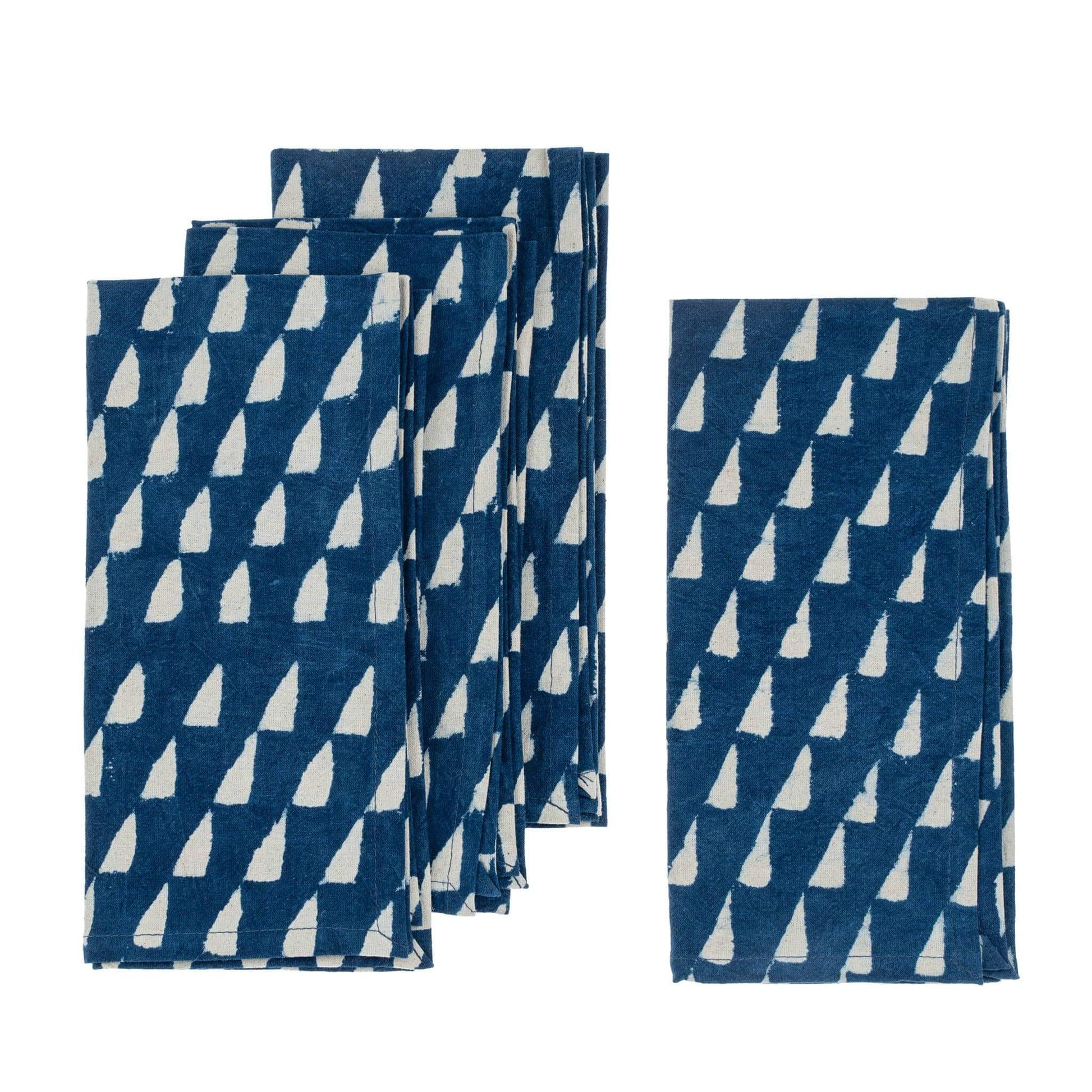 Indigo Block Print Napkin - Set of 4-Cloth Napkins-Pretty Clean Shop