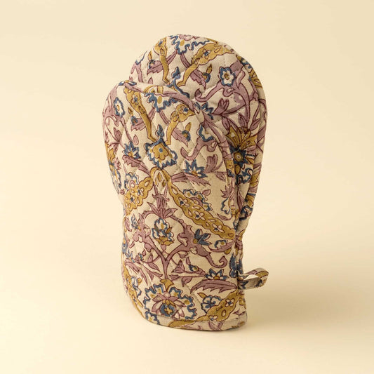 Luna Vine Block Print Oven Mitt-Pretty Clean Shop