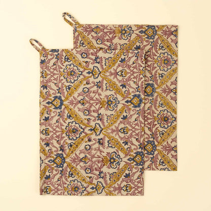 Luna Vine Block Print Tea Towels Set of 2-Pretty Clean Shop