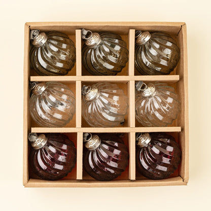 Twisted Holiday Baubles 3" - Set of 9