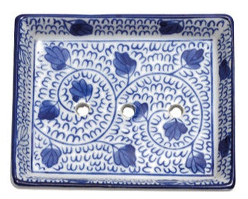Blue Rectangle Soap Dish Assorted Patterns