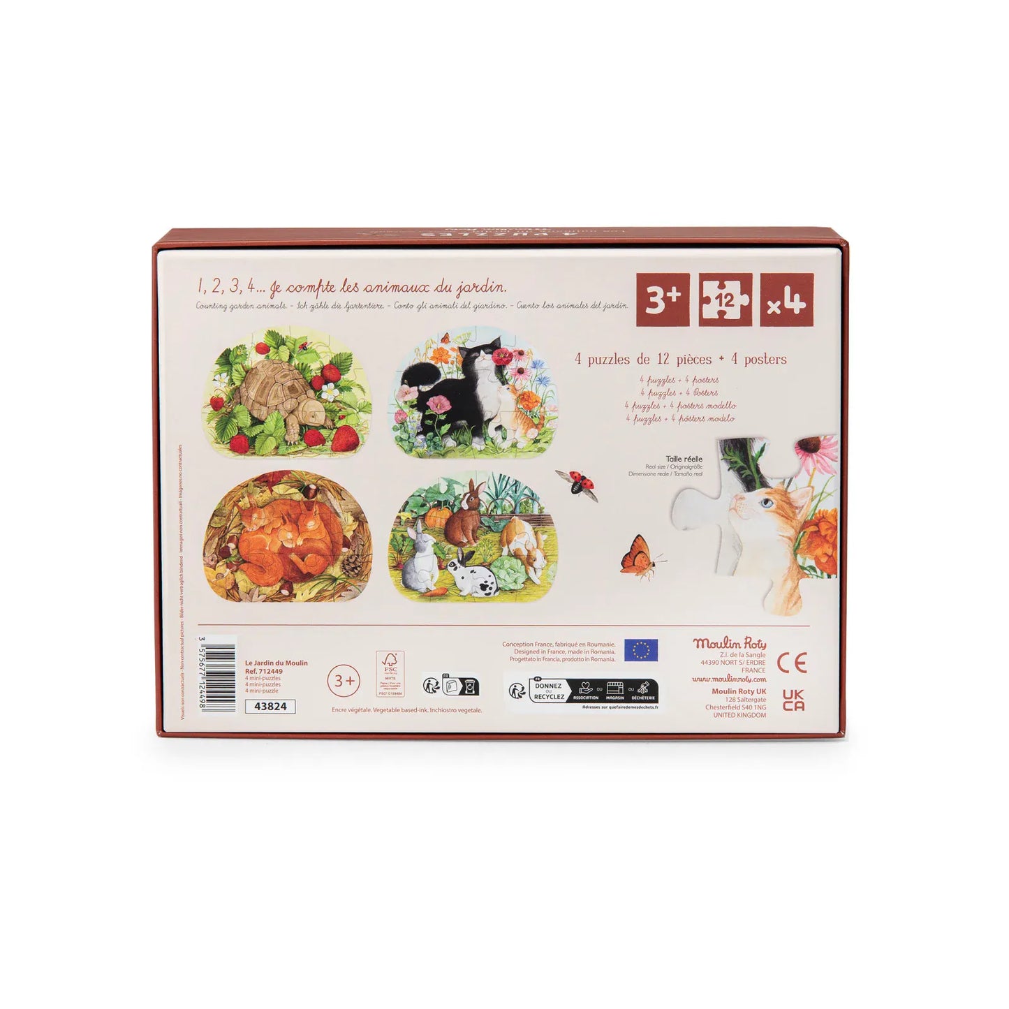Grand Famille Animal Mini Puzzles - Set of 4 x 12pcs | prettycleanshop