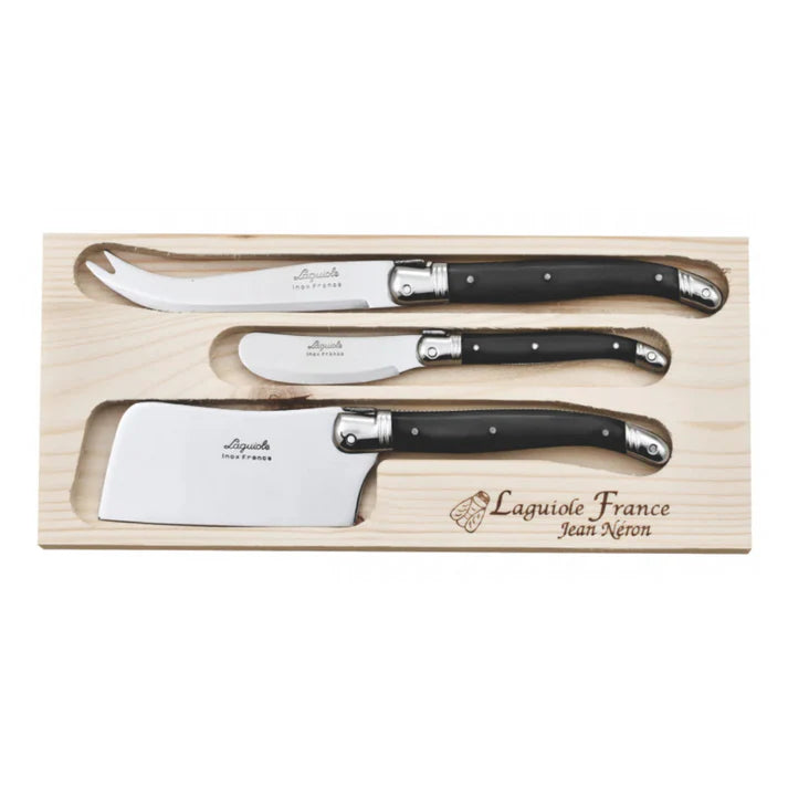 Laguiole Cheese Knife Trio, Black Handle
