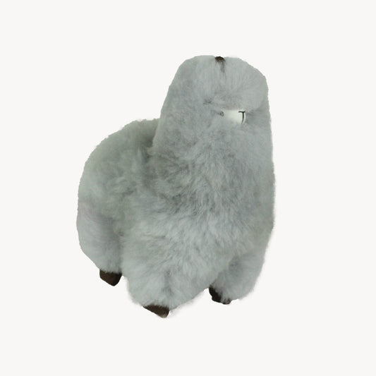 Alpaca Fur Standing Alpaca Stuffy - Grey