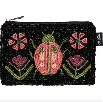 Beaded Cotton Canvas Zipper Pouch - Amulet