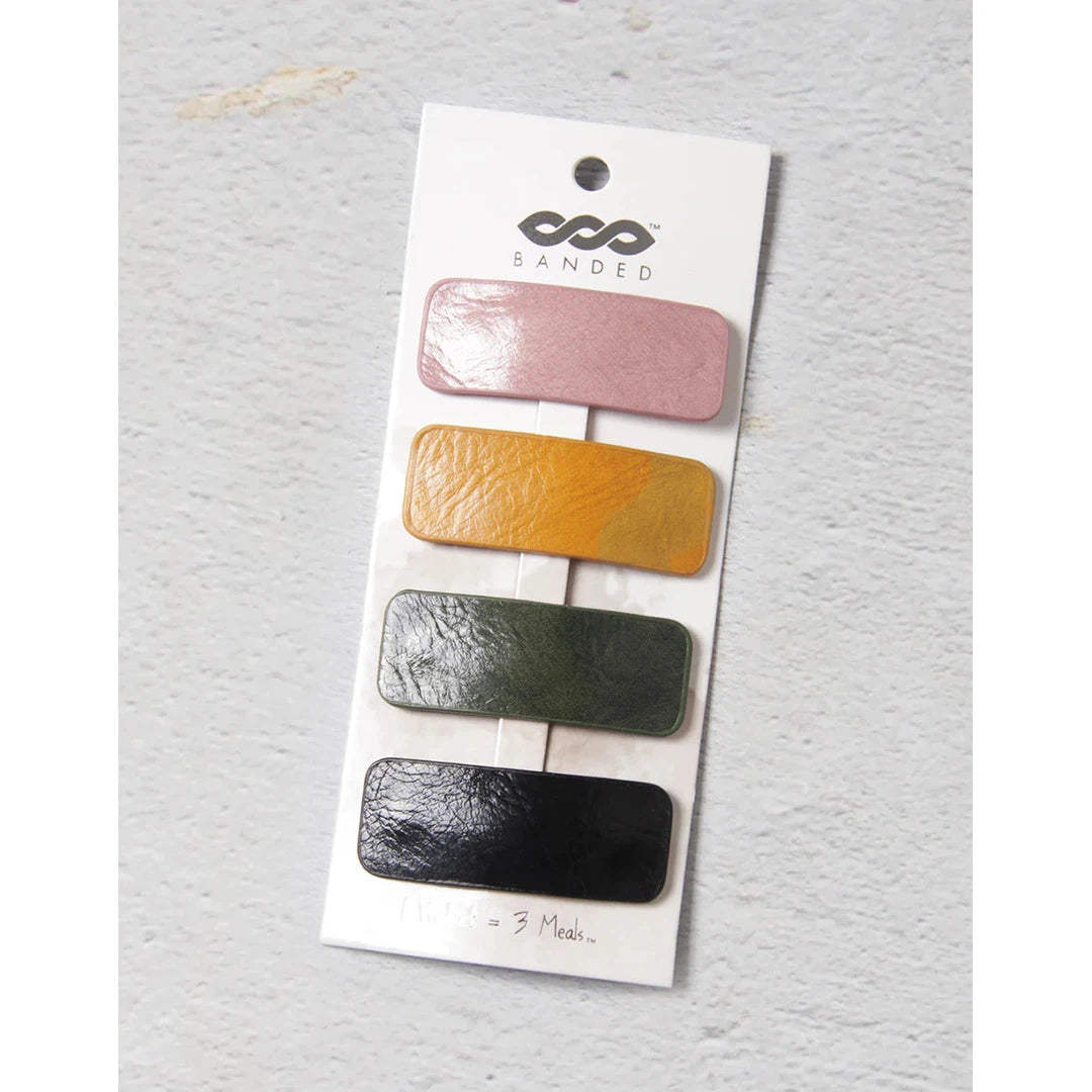 Faux Leather Snap Barrettes by Banded - 4 pack