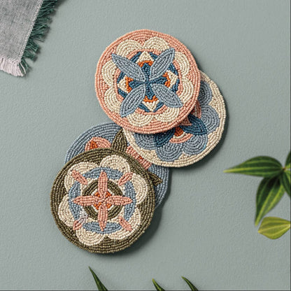 Hand Beaded Coasters - Set of 4