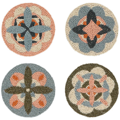 Hand Beaded Coasters - Set of 4
