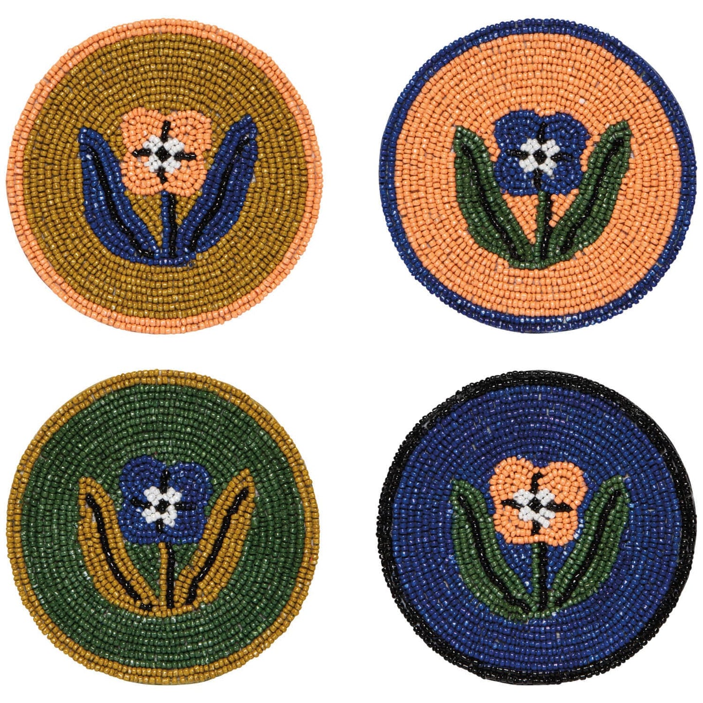 Hand Beaded Coasters - Set of 4