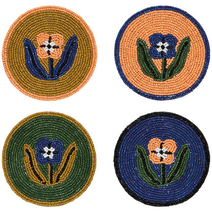 Hand Beaded Coasters - Set of 4