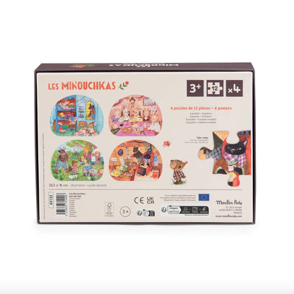 Les Minouchkas Beautiful Day Puzzles  - Set of 4 x 12pcs
