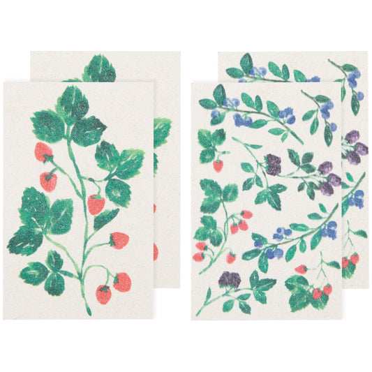 Compostable Pop Up Sponges Berry Bramble - Set of 4 | prettycleanshop.myshopify.com