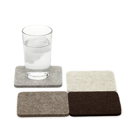 Bierfilzl Merino Wool Felt Square Coaster Multi 4 Pack