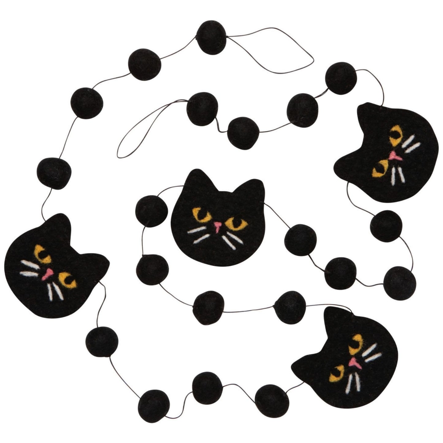 Felted Wool Garland - Black Cat-Home-Pretty Clean Shop