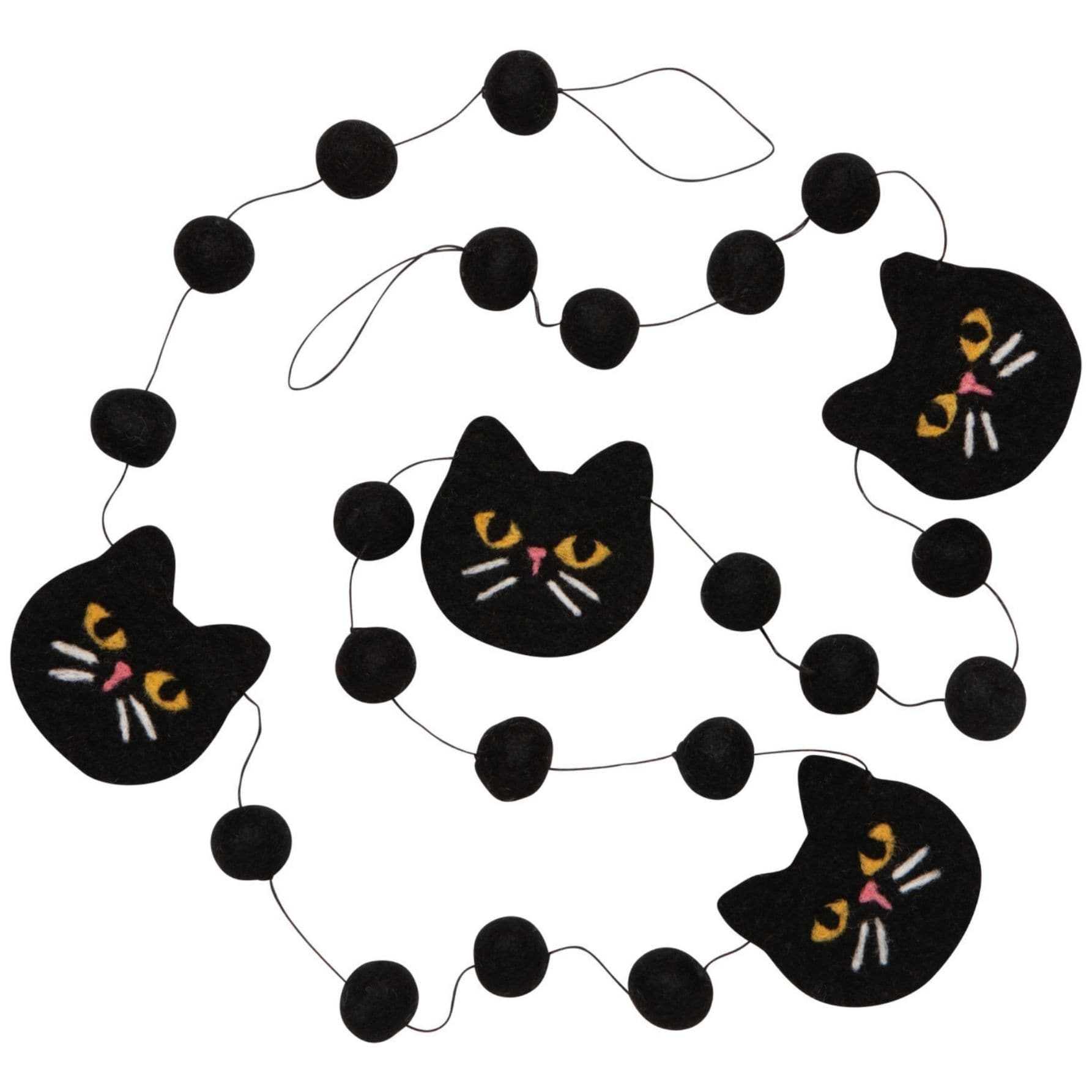 Felted Wool Garland - Black Cat-Home-Pretty Clean Shop