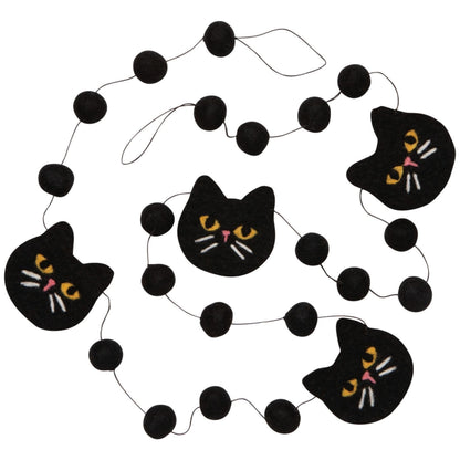 Felted Wool Garland - Black Cat-Home-Pretty Clean Shop