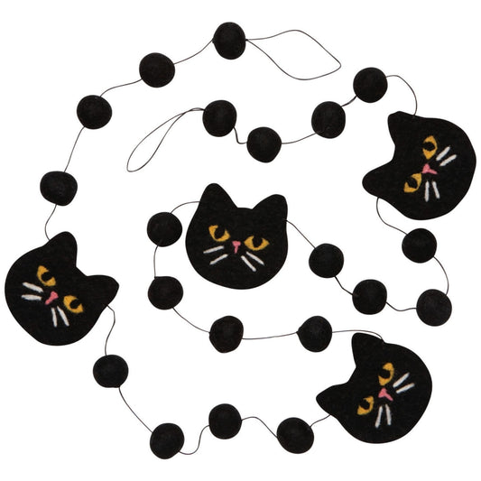 Felted Wool Garland - Black Cat-Home-Pretty Clean Shop