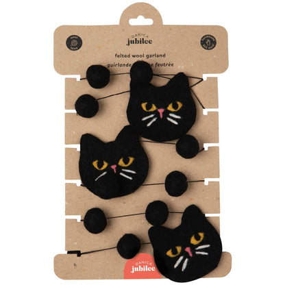 Felted Wool Garland - Black Cat-Home-Pretty Clean Shop