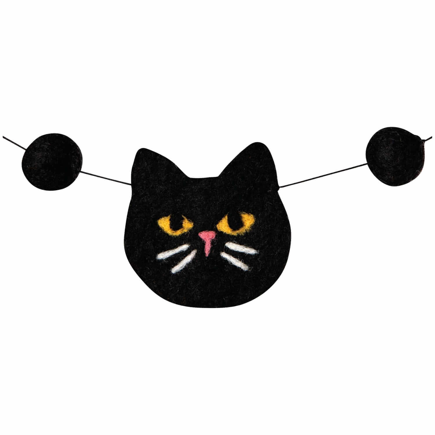 Felted Wool Garland - Black Cat-Home-Pretty Clean Shop