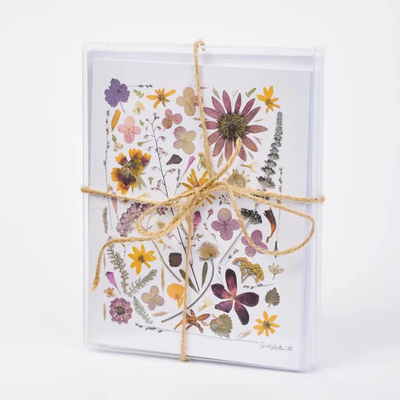 Assorted Pressed Botanical Note Cards - Box of 8