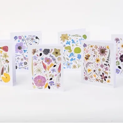 Assorted Pressed Botanical Note Cards - Box of 8
