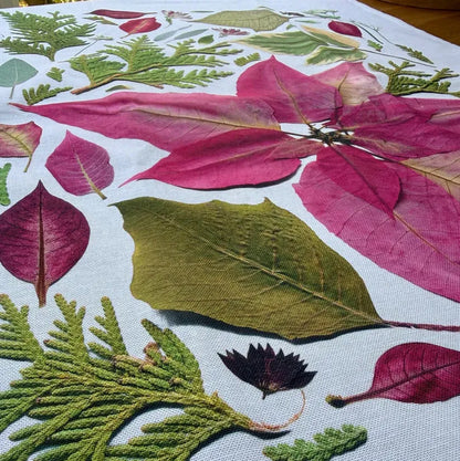 Pressed Botanical Christmas Cotton Tea Towel