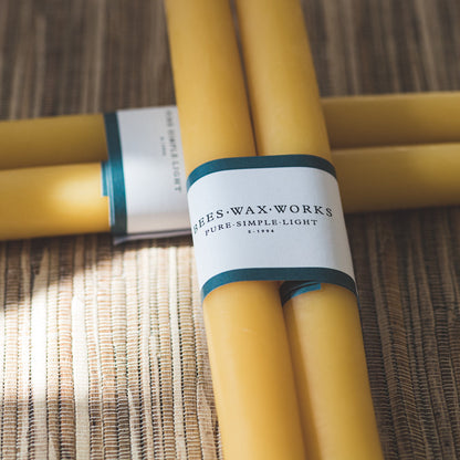 Canadian Beeswax Hand Dipped Taper Candles - 8in