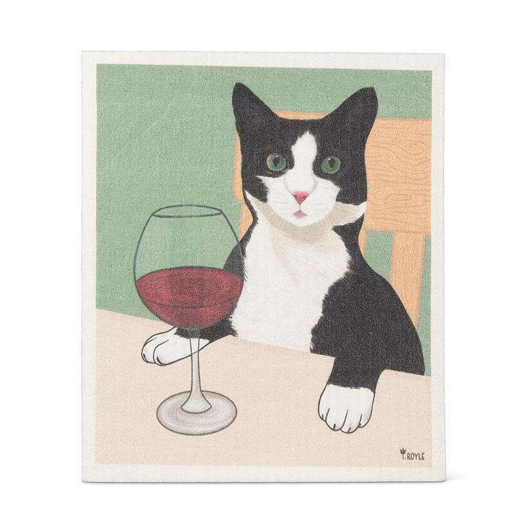 Reusable Swedish Sponge - Cat with Wine