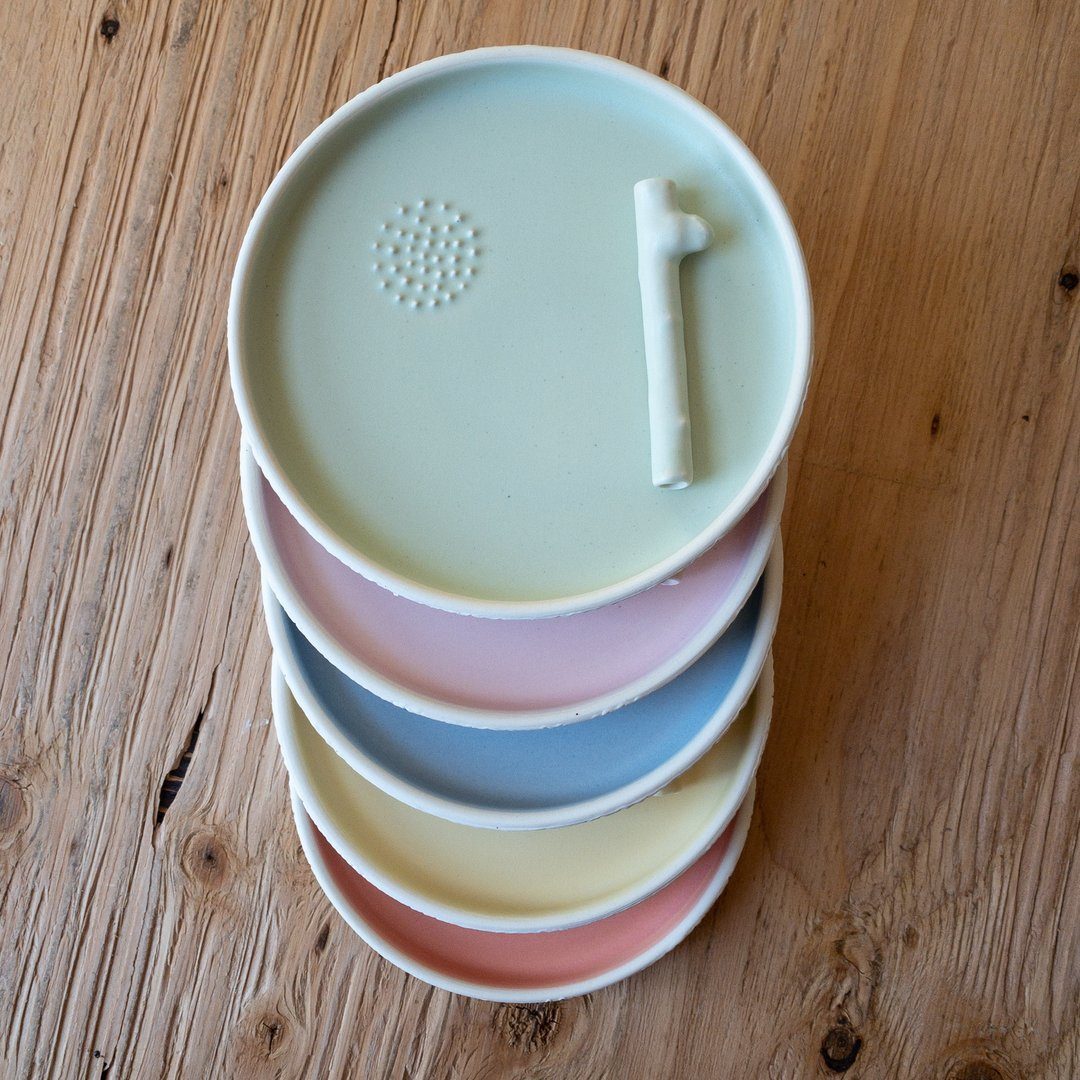 Ceramic Rolling Tray with Pipe - Forest Set - Coral