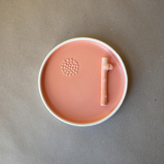 Ceramic Rolling Tray with Pipe - Forest Set - Coral