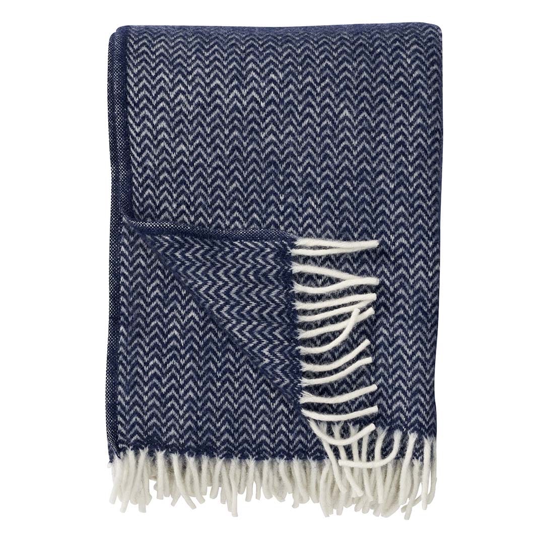 Chevron Denim Lambswool Throw