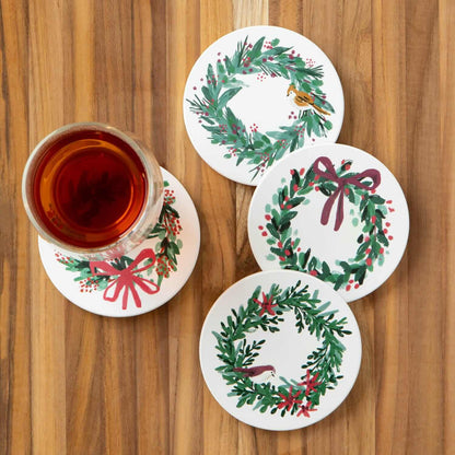 Ceramic Soak Up Coasters - Wreaths Set of 4-Pretty Clean Shop