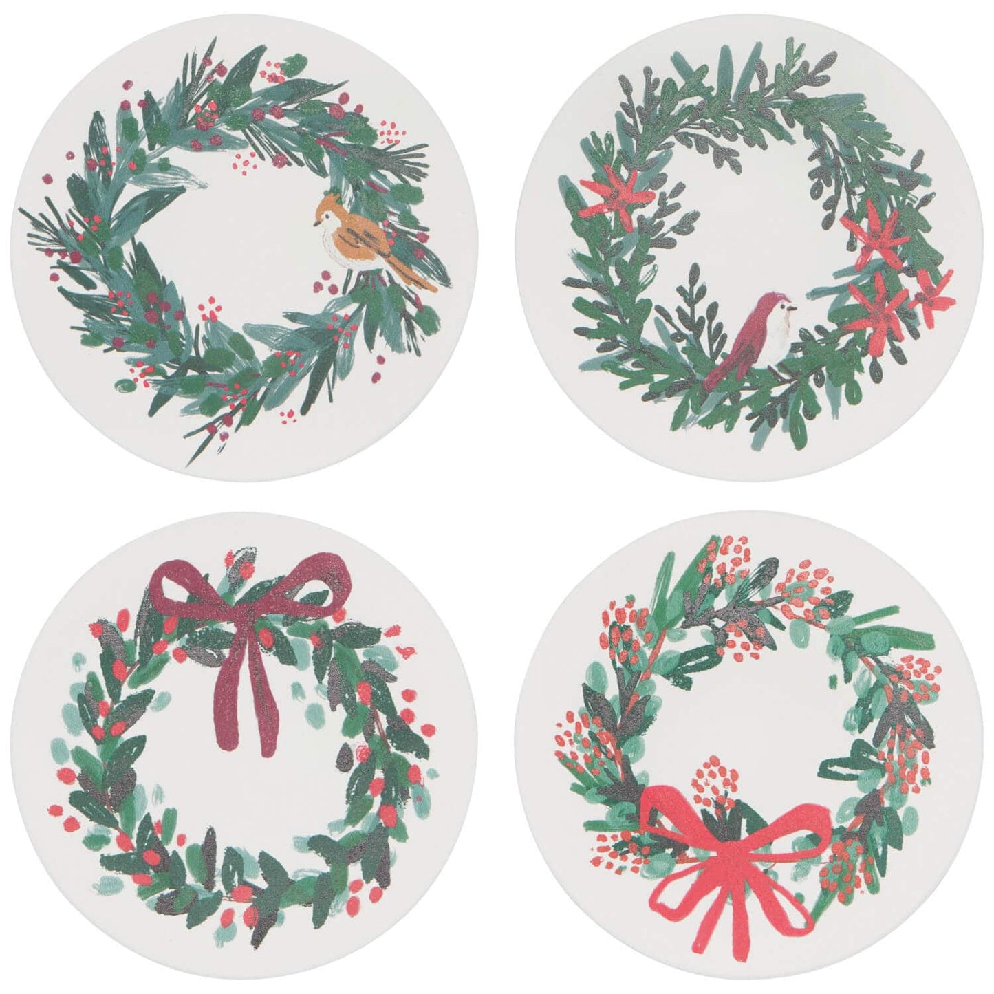 Ceramic Soak Up Coasters - Wreaths Set of 4-Pretty Clean Shop