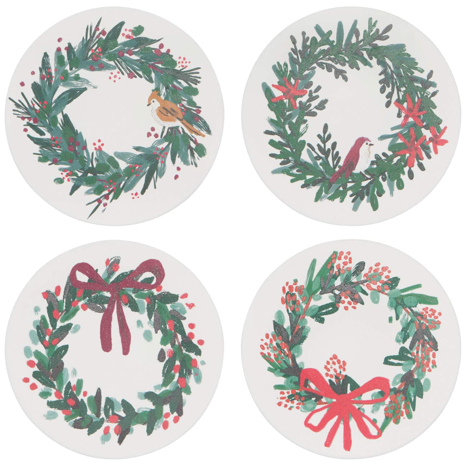 Ceramic Soak Up Coasters - Wreaths Set of 4-Pretty Clean Shop