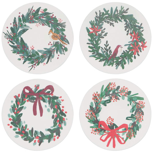 Ceramic Soak Up Coasters - Wreaths Set of 4-Pretty Clean Shop