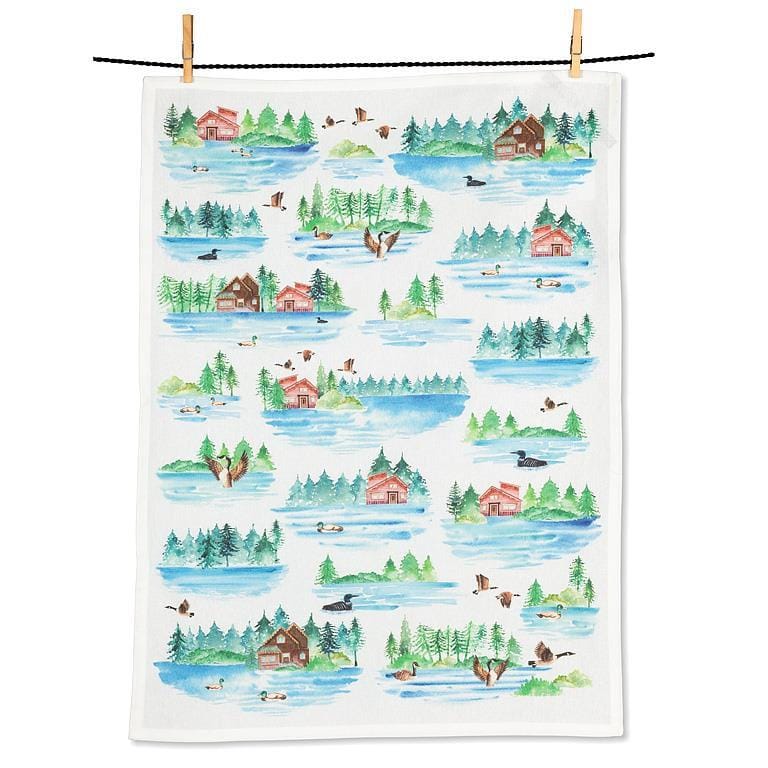 Country Lake with Geese Kitchen Tea Towel
