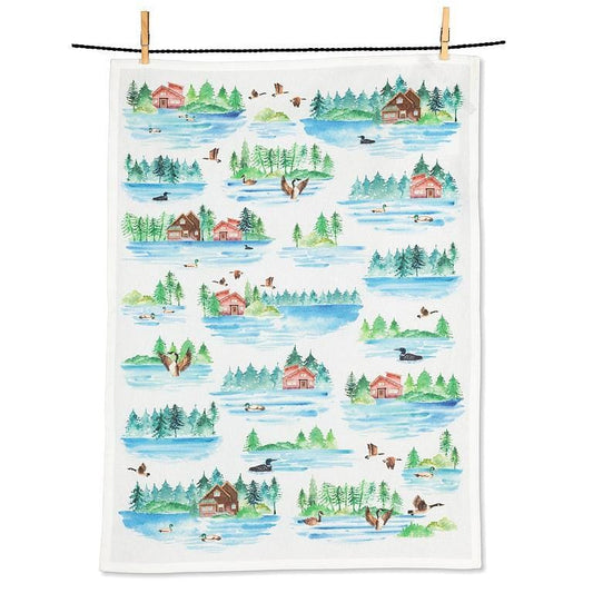 Country Lake with Geese Kitchen Tea Towel
