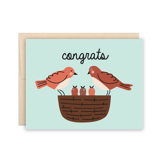 Congratulations - Congrats Cute Bird Family New Baby