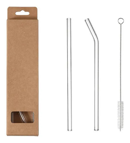 Reusable Glass Drinking Straw Set