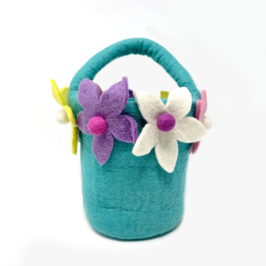 Felted Basket - Blue Flowers