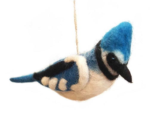 Felted Blue Jay Ornament