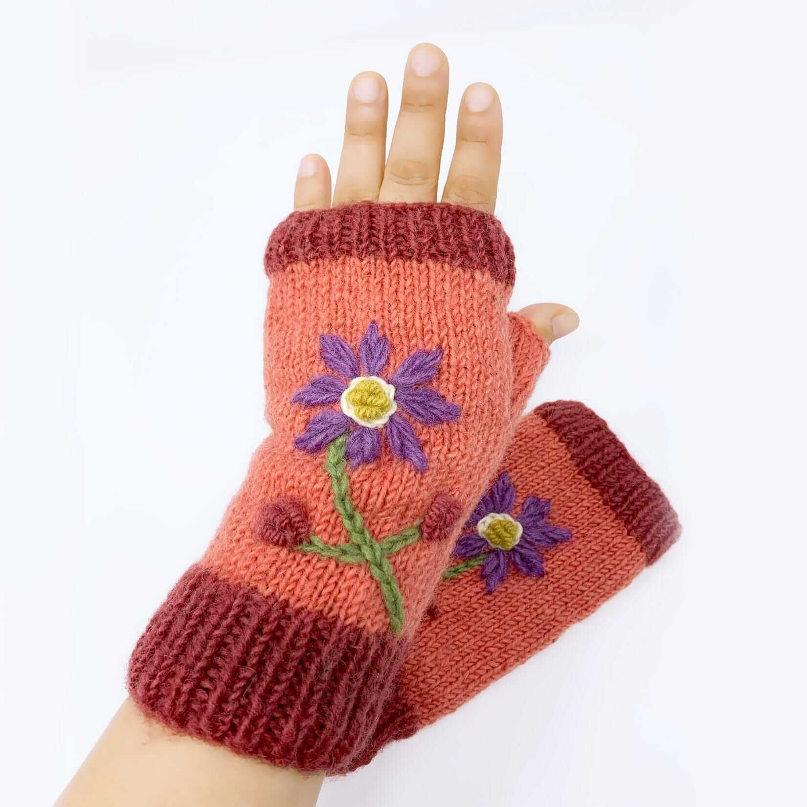 Flower Gloves - Coral-Gloves & Mittens-Pretty Clean Shop